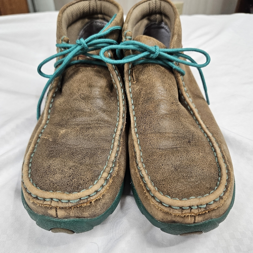 Twisted X Womens Chukka Driving Mocs, Turquoise/Brown Size 9 Western Leather - Picture 2 of 9